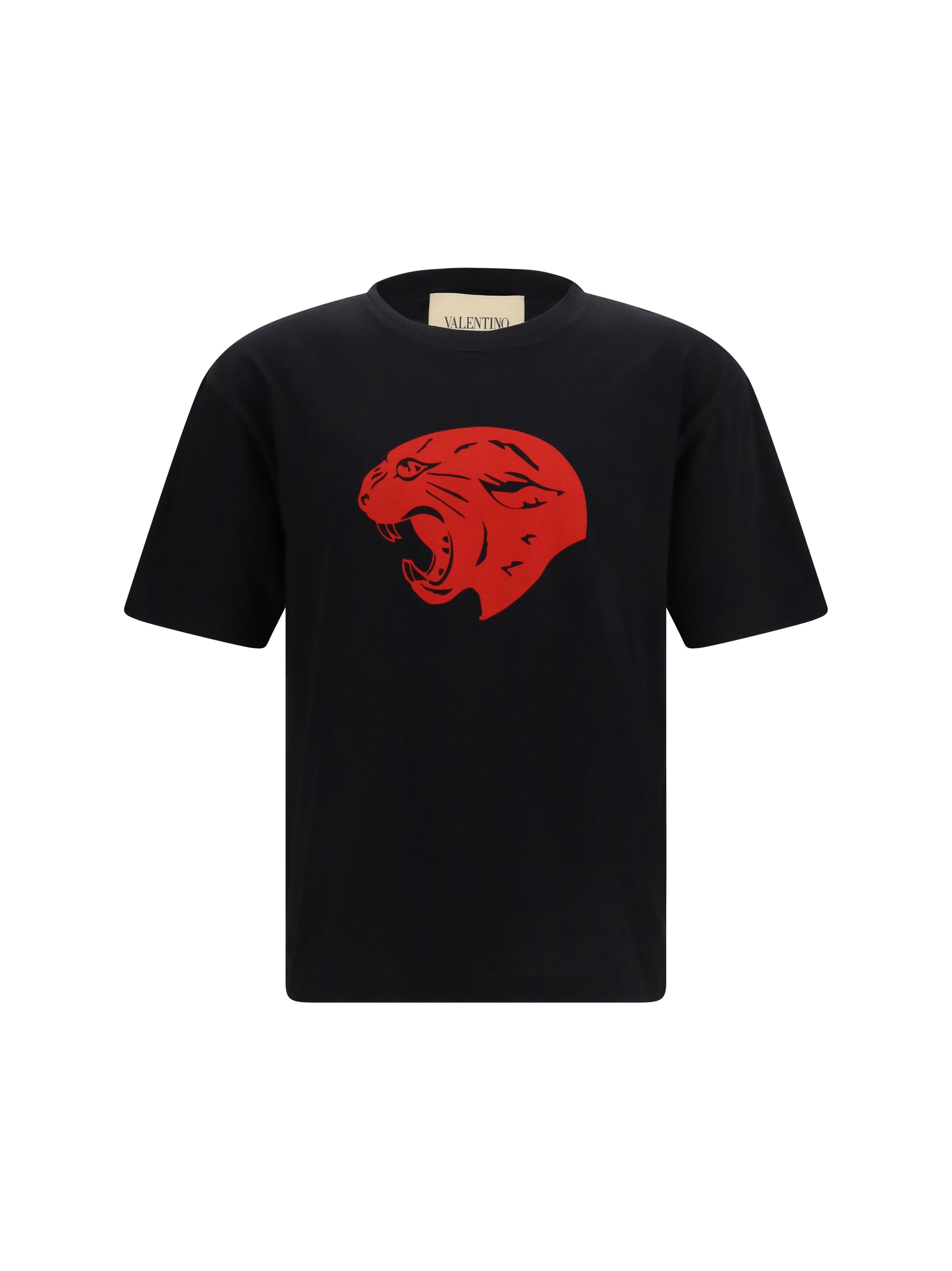 Valentino Panther-Print T-Shirt — Black