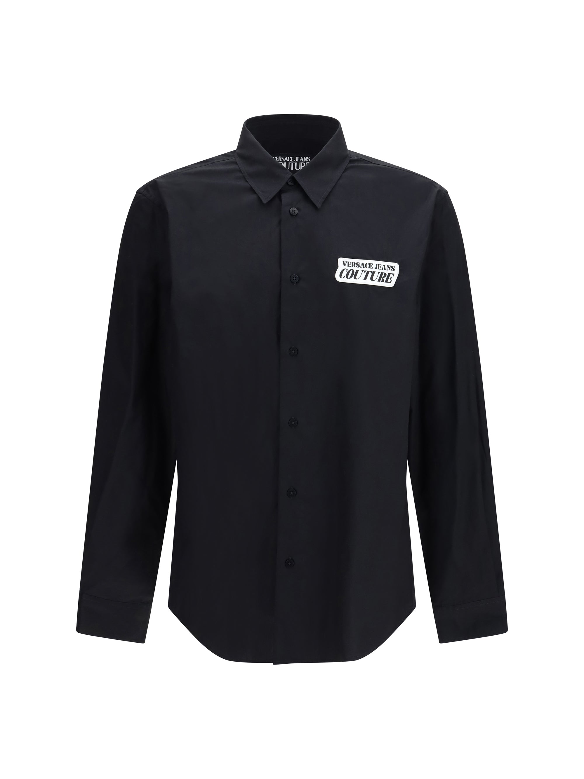 Versace Jeans Couture Logo-Patch Cotton Shirt — Black