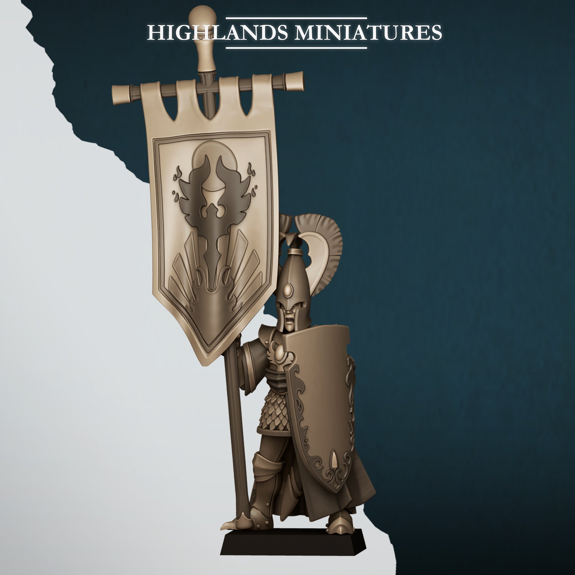 Aegean Elf BSB on Foot, Highlands Miniatures