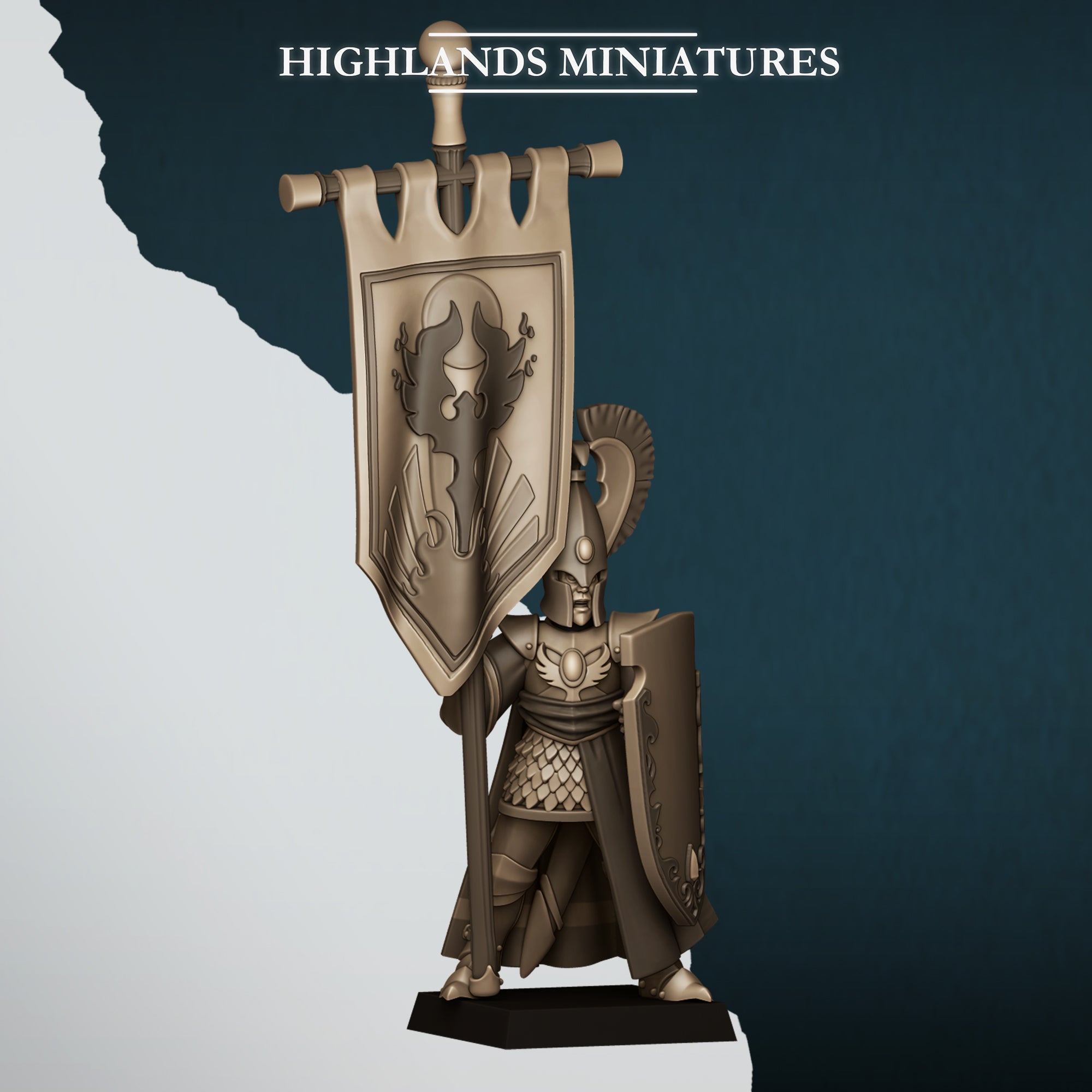 Aegean Elf BSB on Foot, Highlands Miniatures