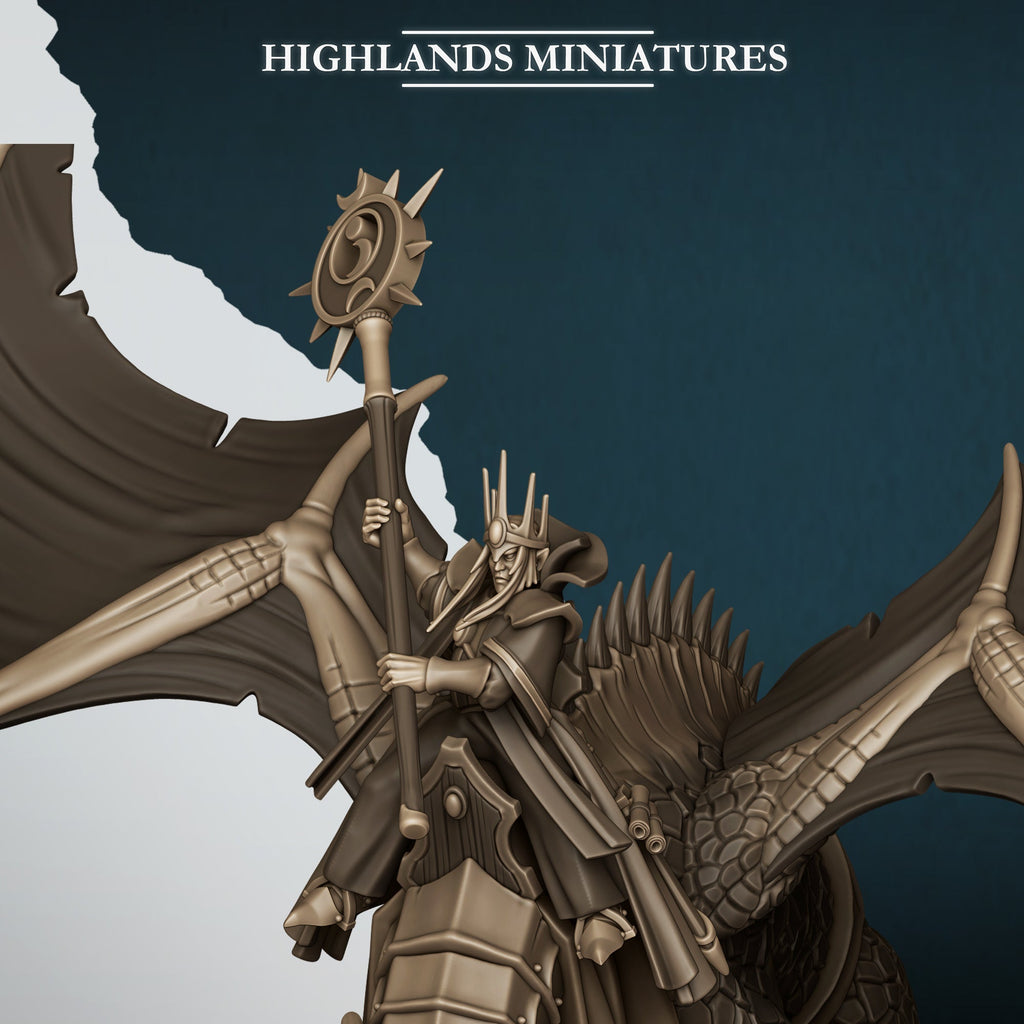 Aegean Elf Prince/Mage on Dragon, Highlands Miniatures