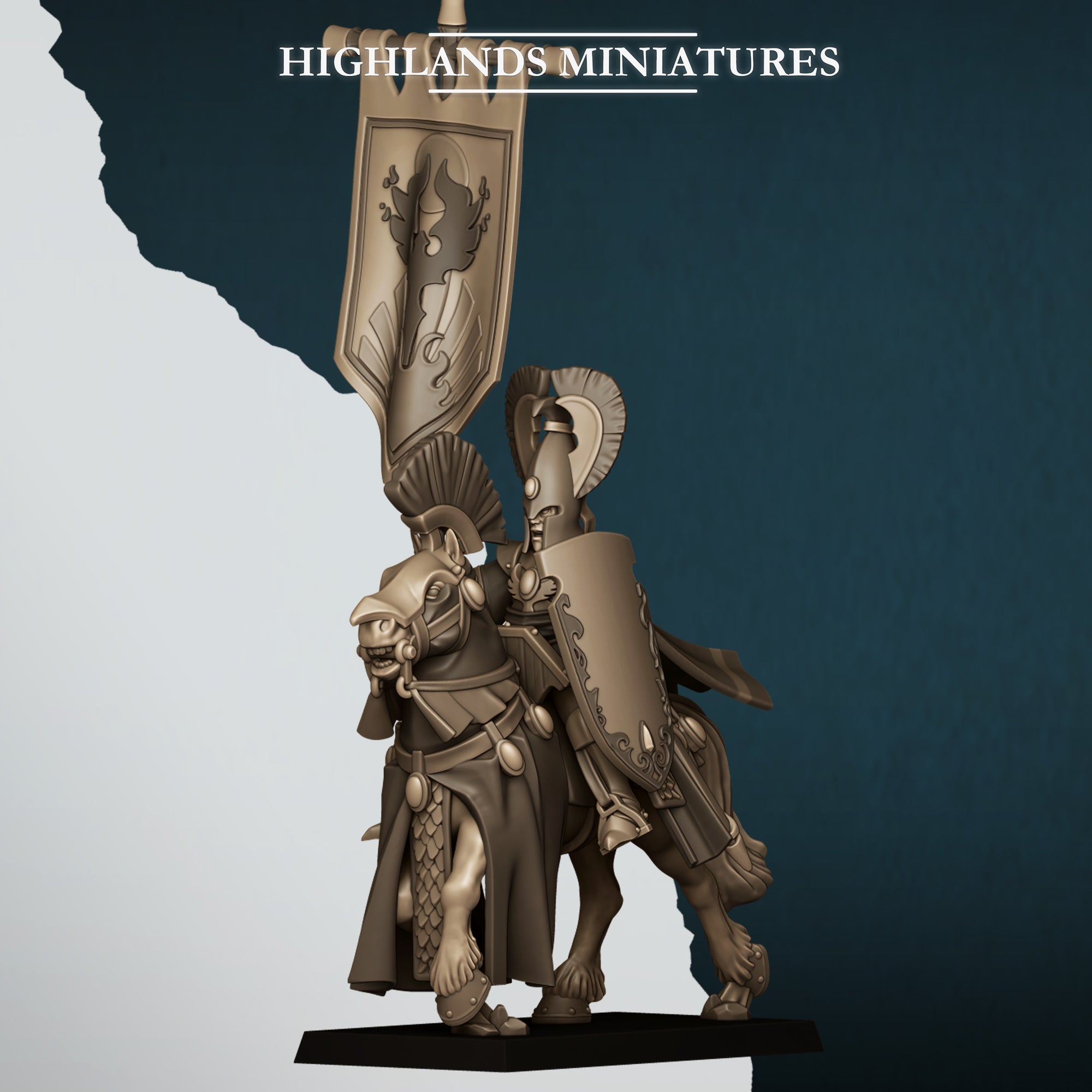 Aegean Elf BSB on Horse, Highlands Miniatures