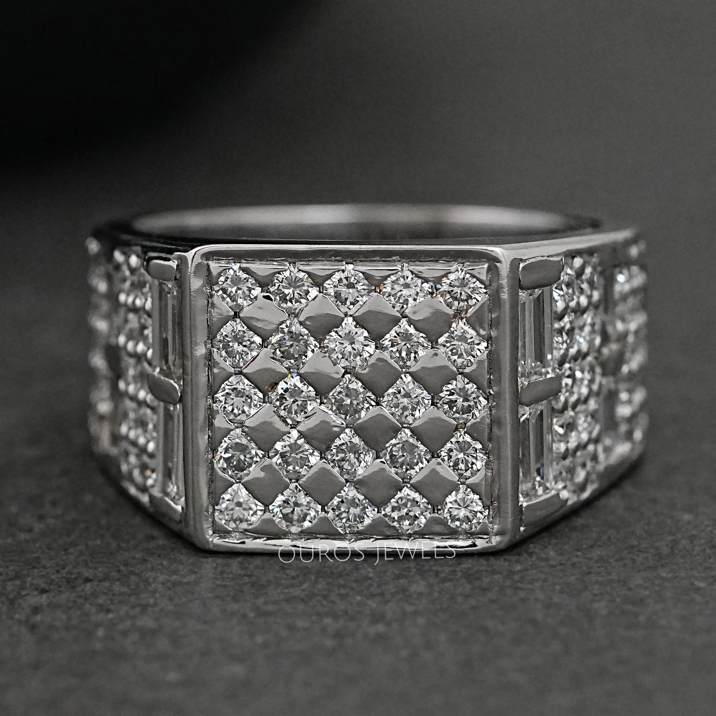 Grid Cluster Diamond Ring For Men's