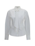 Brunello Cucinelli Cotton Blend With Integrated Tie Shirt — White