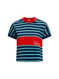 Versace Striped Cotton T-Shirt — Navy