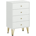 Bedroom Tallboy 4-Drawer Dresser, Modern Storage Drawer Unit with Hairpin Legs, White