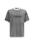 Balenciaga Logo-Printed Oversized Cotton T-shirt — Gray
