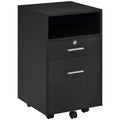 Mobile File Cabinet, Lockable Storage Cupboard for Office, Living Room, Black