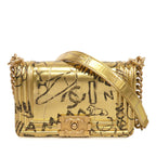 Small Croc Embossed Leather Graffiti Cocodile Boy Flap