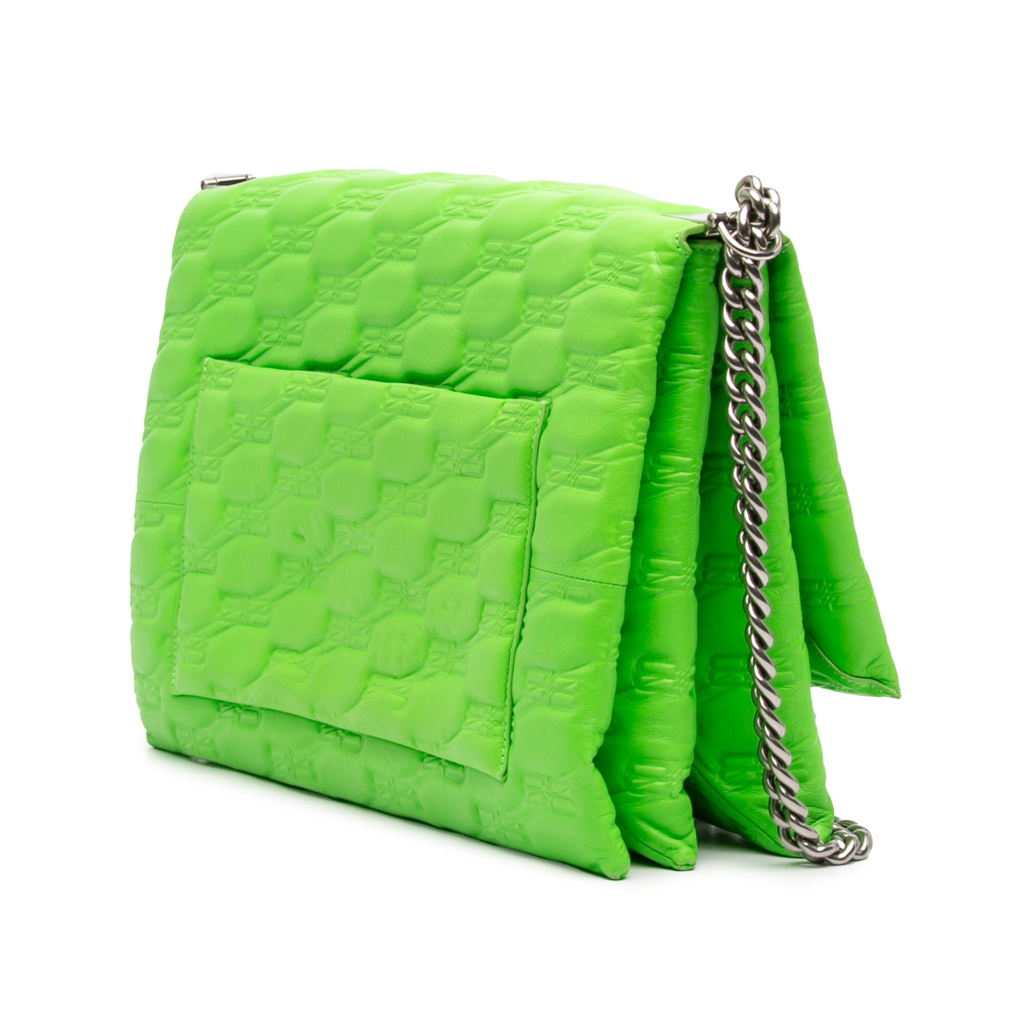Embossed Leather BB Monogram Chain Flap