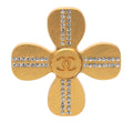 CC Gold Plated Rhinestones Clover Brooch