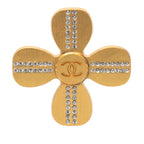 CC Gold Plated Rhinestones Clover Brooch