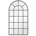 110 x 62 cm Modern Arched Wall Mirror, Window Mirror for Living Room, Hallway, Black
