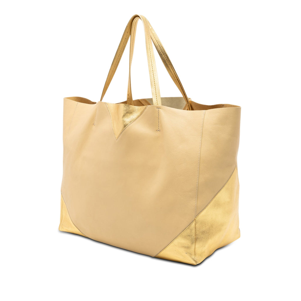 Bicolor Lambskin Horizontal Cabas Tote