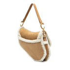 Shearling Suede Saddle Bag