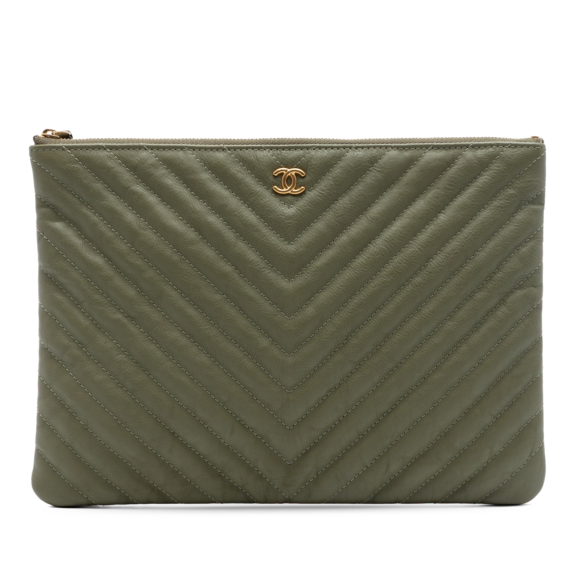 Medium Chevron Calfskin O Case Clutch