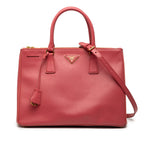 Medium Saffiano Lux Galleria Double Zip Satchel