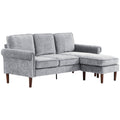 Convertible 3-Seater Sectional Sofa with Reversible Chaise Chenille, Grey