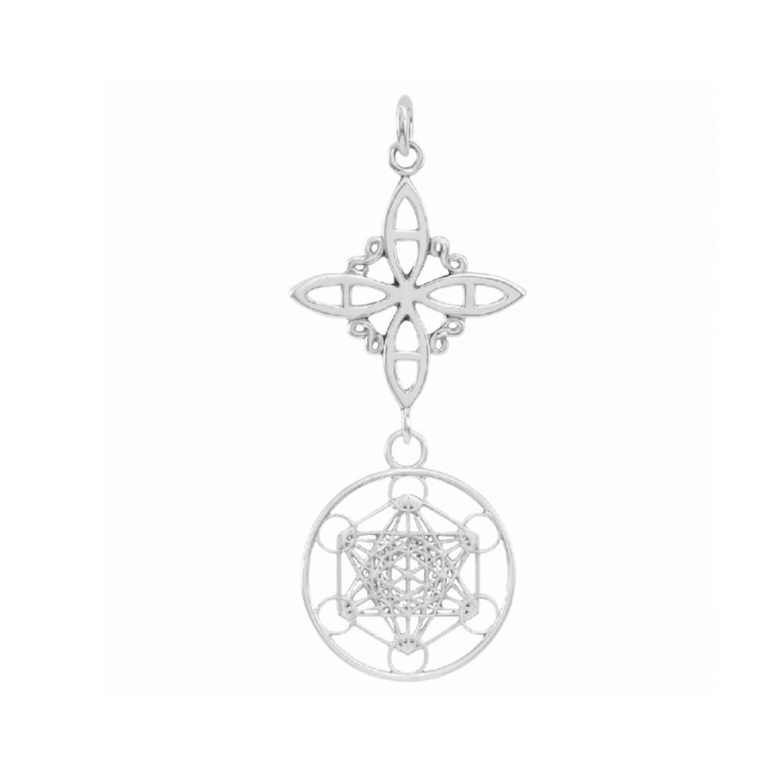 Colgante Nudo de Bruja & Cubo de Metatrón - Plata de Ley 925