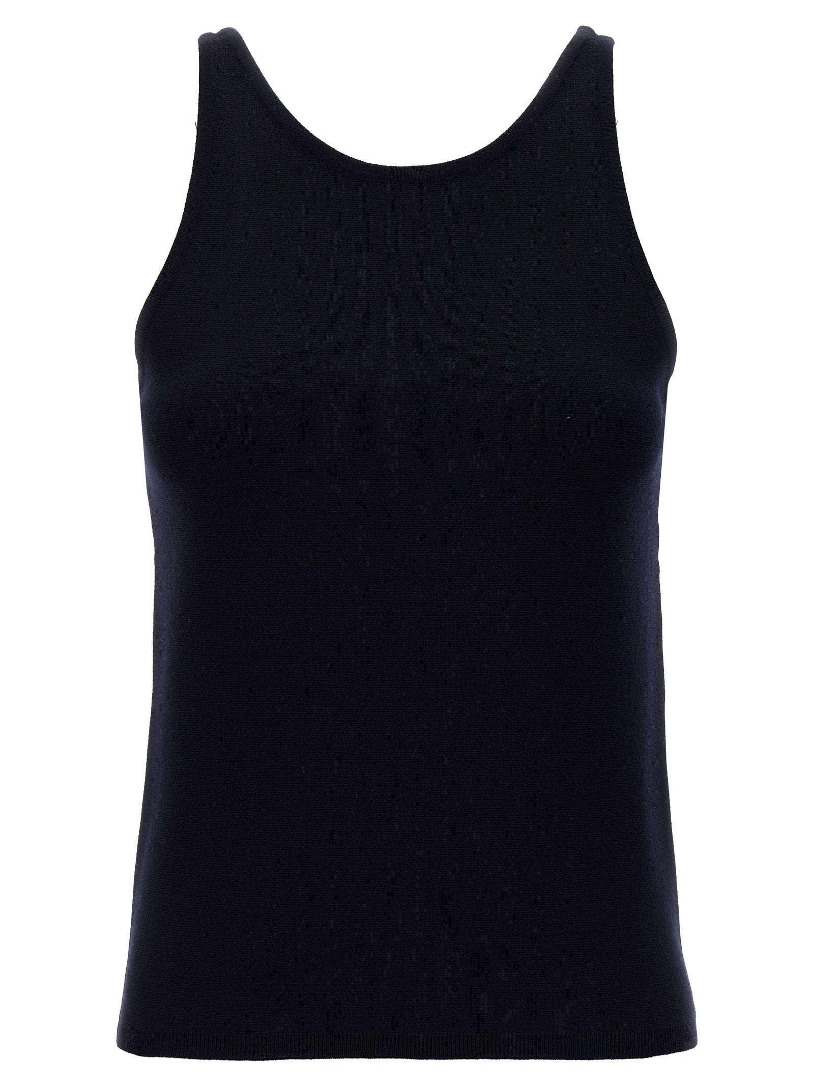 Max Mara Stretch Wool Knit Tank Top — Black