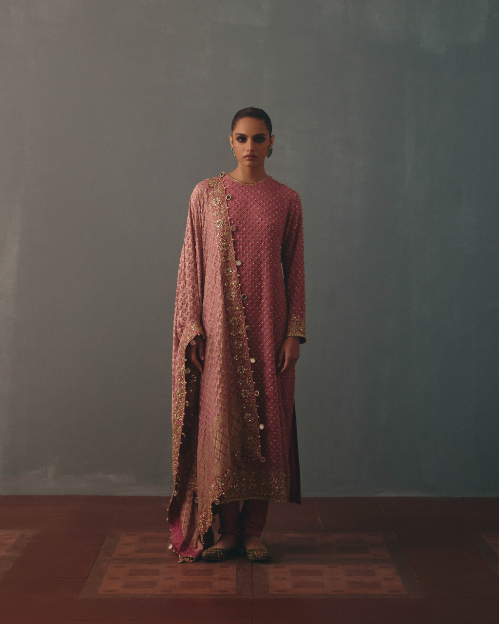 Mauve Hand Embroidered Star Kurta Set By KYNAH, Luxury Indian Fashion & Bridal Wear