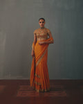 Mango & Pani Gold Hand Embroidered Sari Set By KYNAH, Luxury Indian Fashion & Bridal Wear