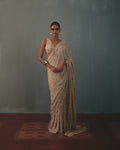 Coconut & Dust Pink Shaded Hand Embroidered Sari Set By KYNAH, Luxury Indian Fashion & Bridal Wear