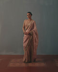 Old Rose Tissue Hand Embroidered Half & Half Sari Set By KYNAH, Luxury Indian Fashion & Bridal Wear