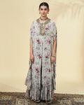 Vintage Rose Print Hand Embroidered Cape Set By KYNAH, Luxury Indian Fashion & Bridal Wear