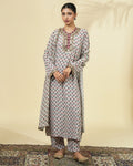 Vintage Rose Butti Print Long Kurta Set By KYNAH, Luxury Indian Fashion & Bridal Wear