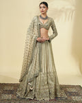 Coconut & Beige Gold Hand Embroidered Lehenga Set By KYNAH, Luxury Indian Fashion & Bridal Wear