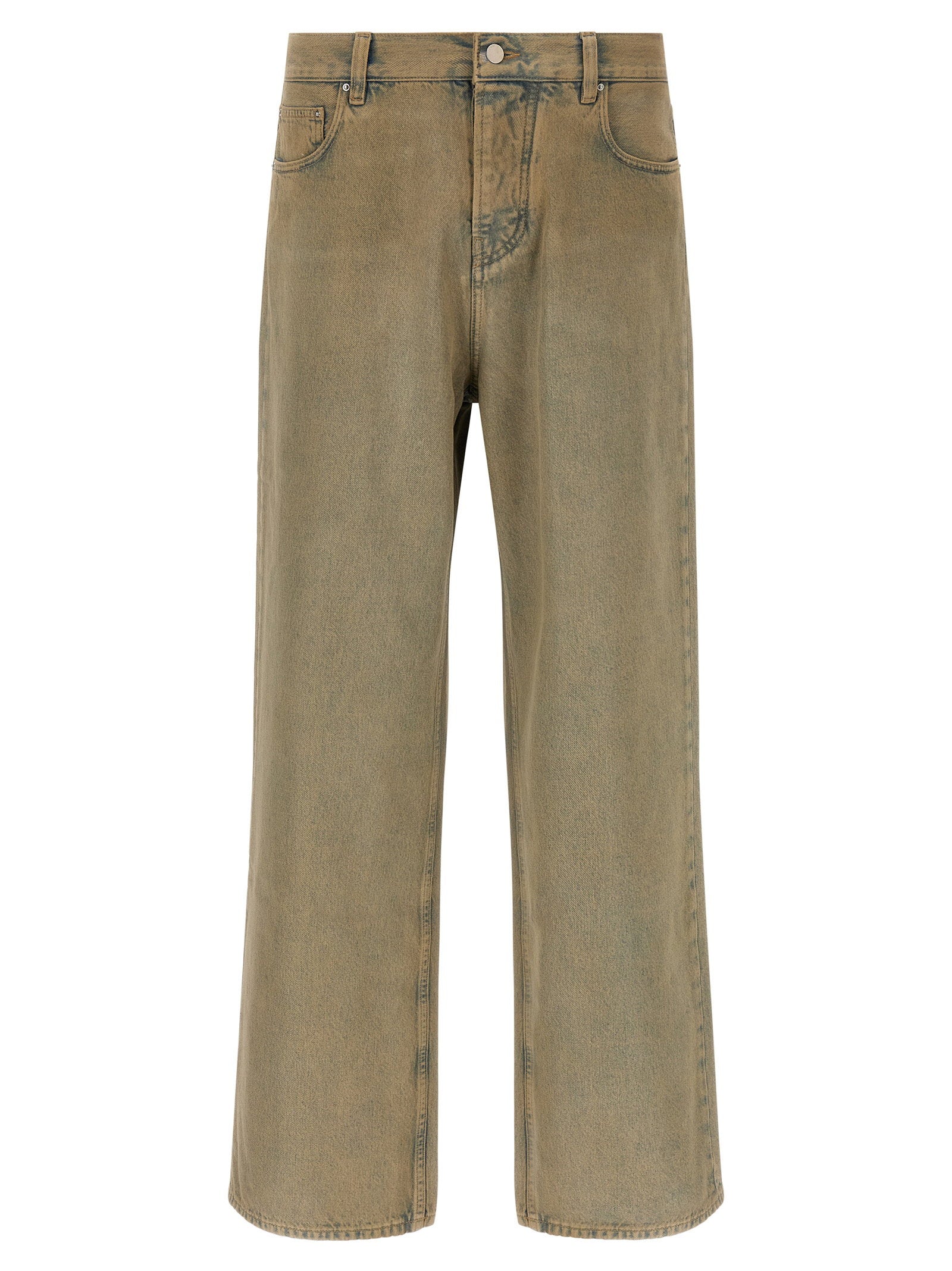 Amiri Overdyed Wide-Leg Jeans — Beige