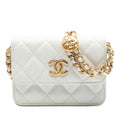 CC Quilted Caviar Medallion Charm Clutch With Chain