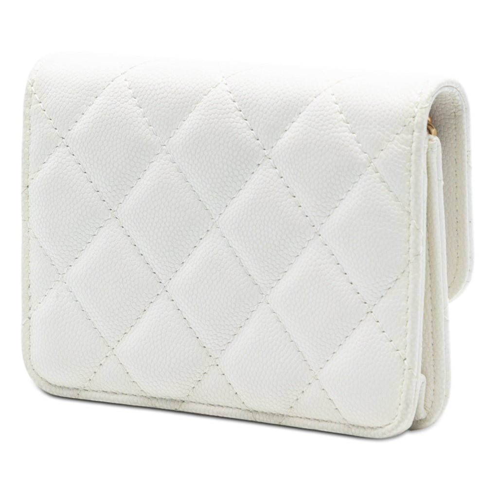 CC Quilted Caviar Medallion Charm Clutch With Chain