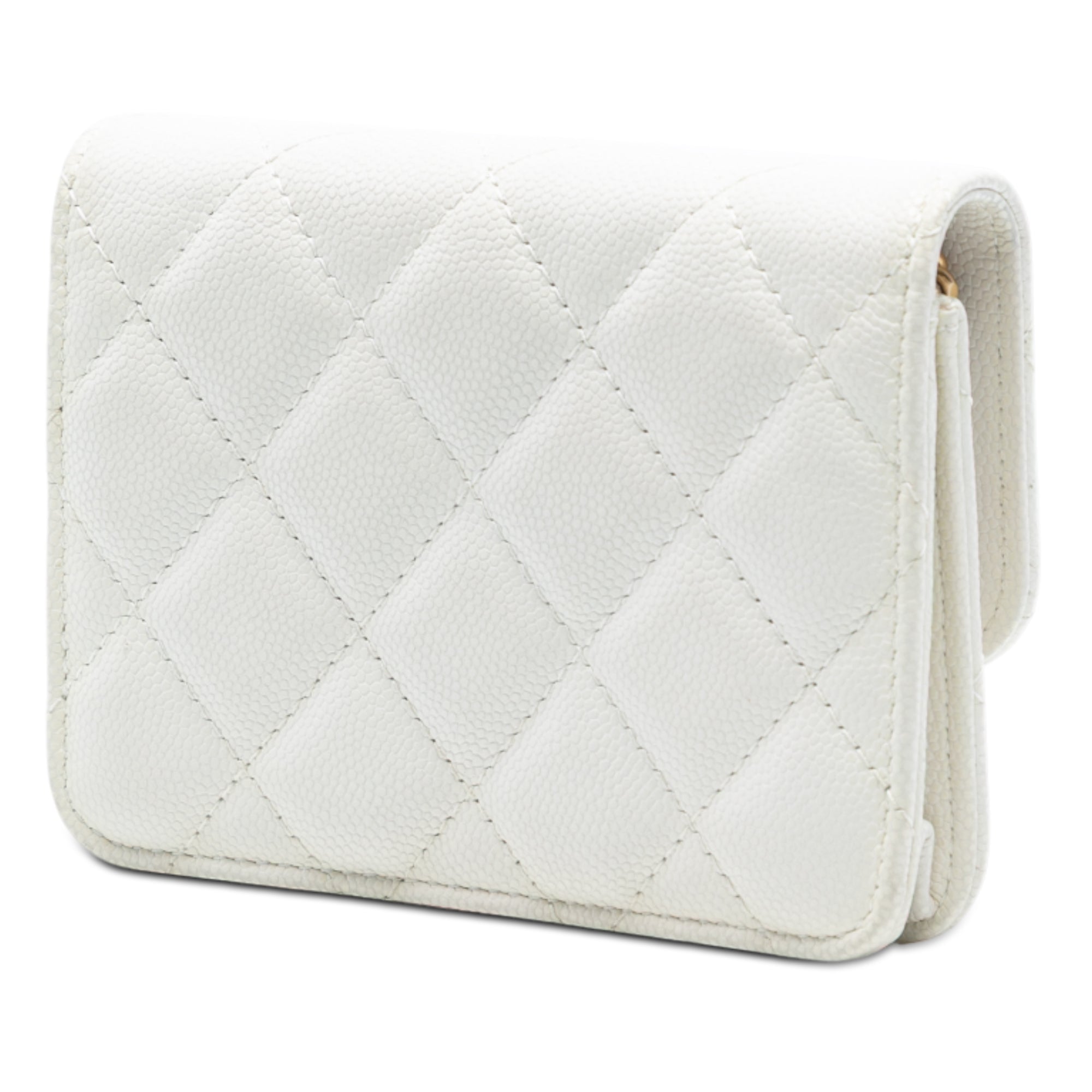 CC Quilted Caviar Medallion Charm Clutch With Chain