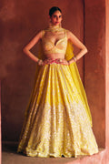 Yellow Raw Silk Lehenga Set By KYNAH, Luxury Indian Fashion & Bridal Wear