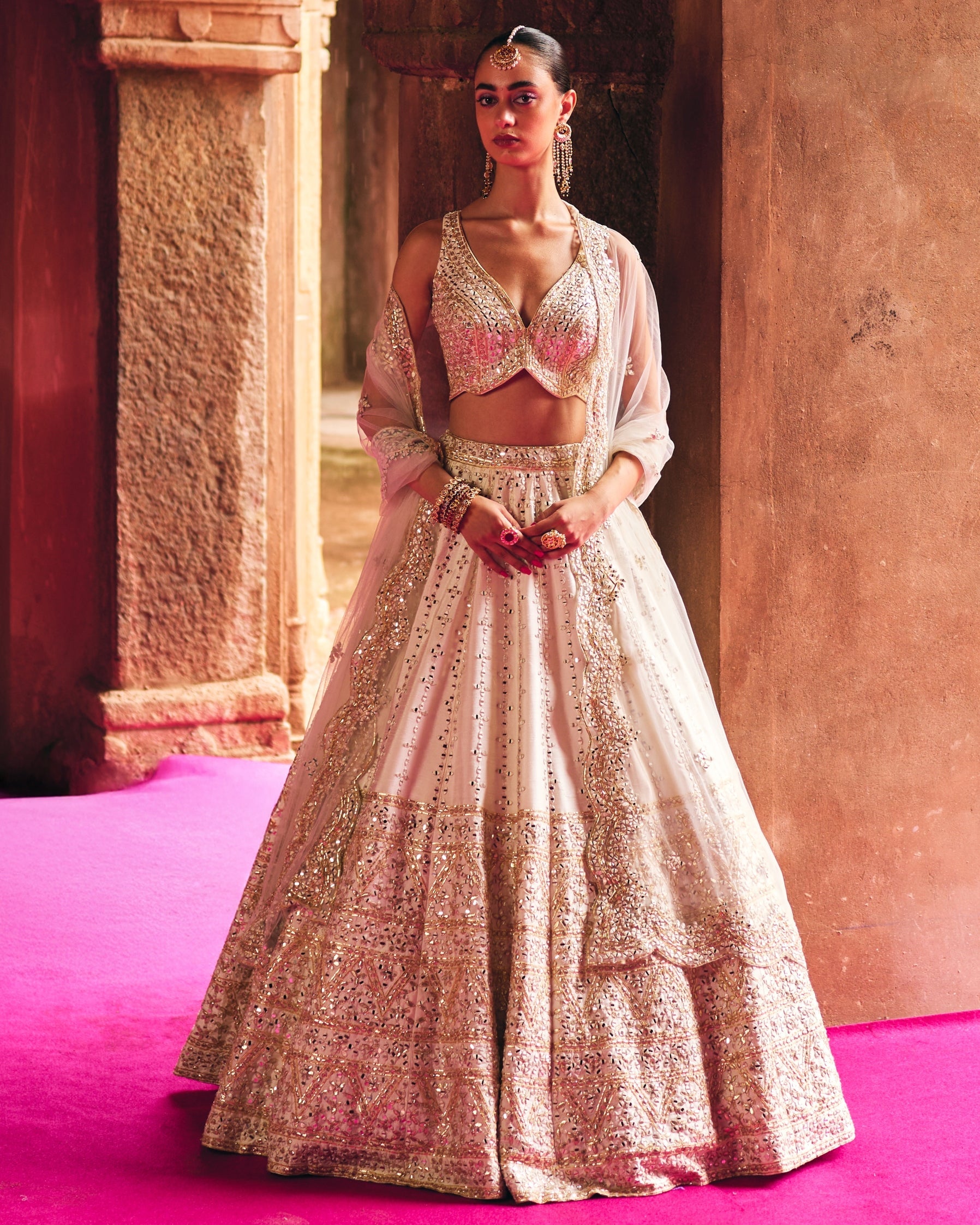 Sheetal Ivory Raw Silk Lehenga Set By KYNAH, Luxury Indian Fashion & Bridal Wear