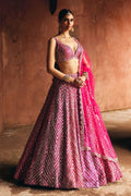 Multi Pink Raw Silk Lehenga Set By KYNAH, Luxury Indian Fashion & Bridal Wear