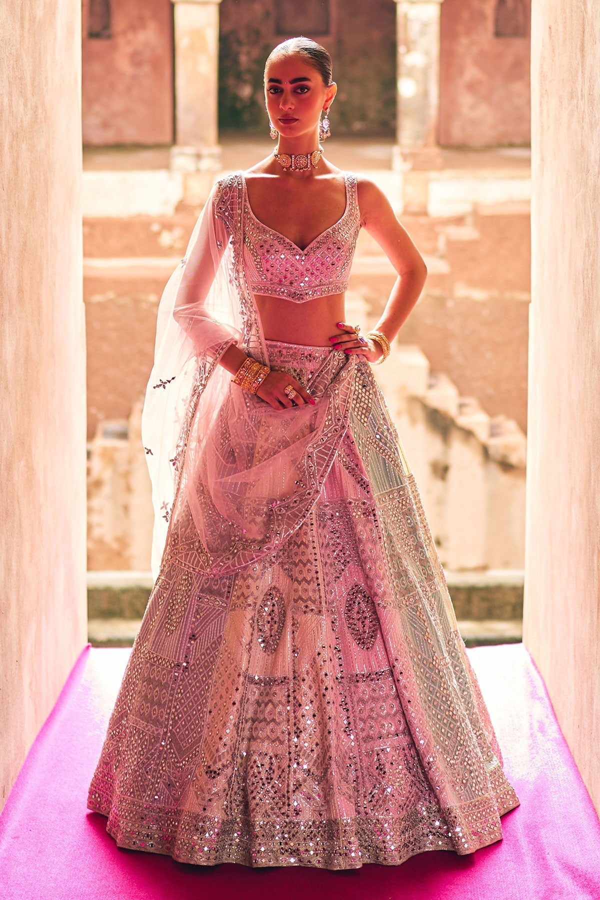 Multi Raw Silk Lehenga Set By KYNAH, Luxury Indian Fashion & Bridal Wear