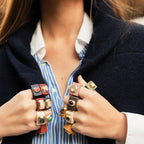 Anillo mujer gris con agata miel