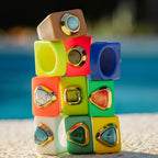 Anillos grandes bisutería color naranja flúor con piedra natural [ Spritz ]