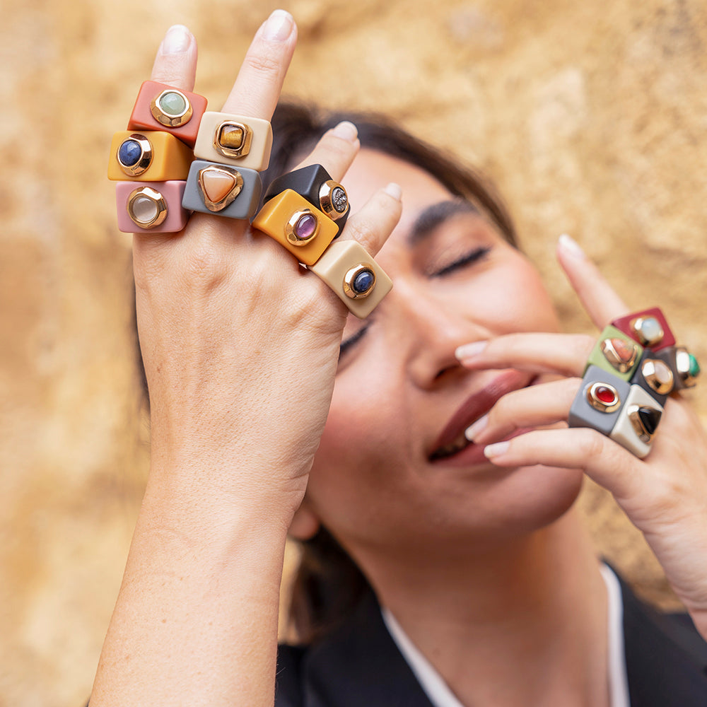 Anillo para mujer color moka ojo tigre