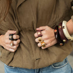Anillos mujer grande color teja con Madreperla [ INDIA ]