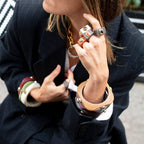 Anillo grande color teja con aventurina