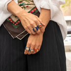 Anillo mujer gris con agata miel