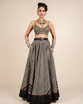 Black & Ivory Chevron Skirt Set By KYNAH, Luxury Indian Fashion & Bridal Wear