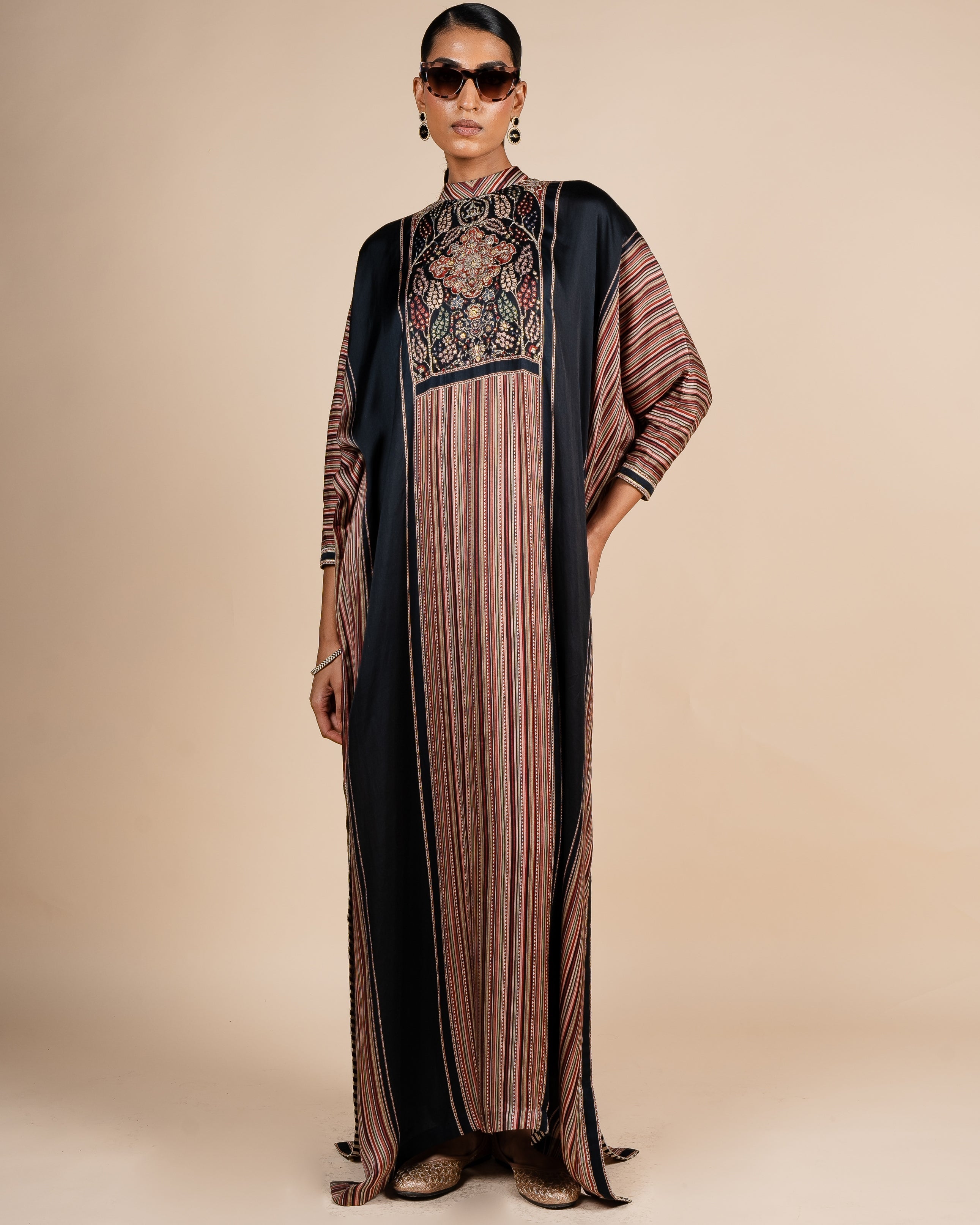 Multicoloured Striped Kaftan By KYNAH, Luxury Indian Fashion & Bridal Wear