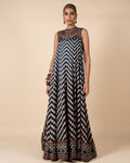 Midnight Blue Printed Anarkali By KYNAH, Luxury Indian Fashion & Bridal Wear