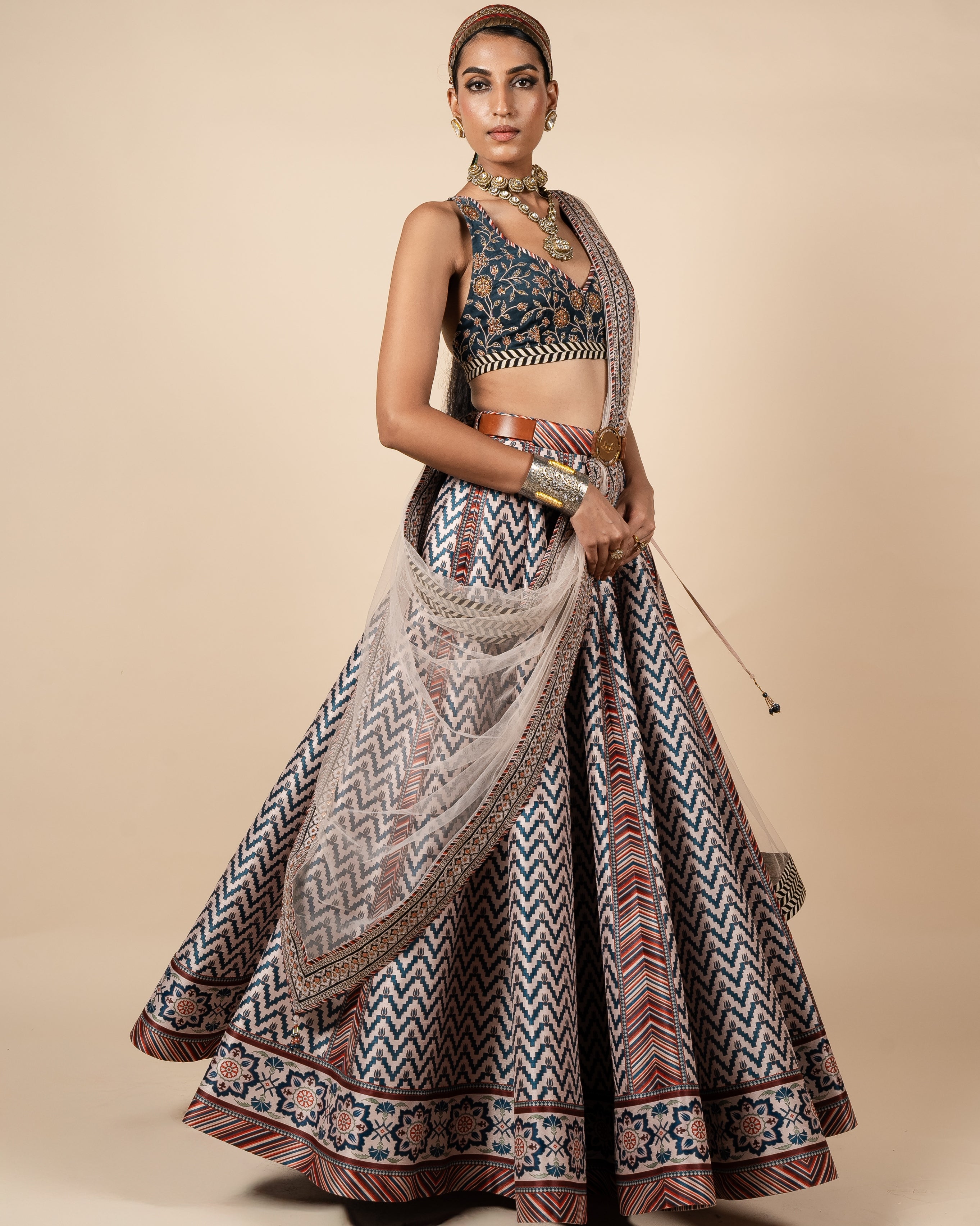 Blush Nugrey Skirt Set By KYNAH, Luxury Indian Fashion & Bridal Wear