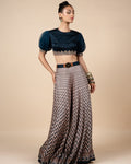 Midnight Blue And Nugrey Sharara Set By KYNAH, Luxury Indian Fashion & Bridal Wear